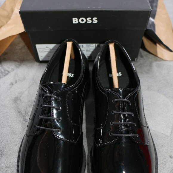 HUGO BOSS Men’s NEW $180 Black Patent Leather Colby Derby Dress Shoes Size US 7 main image 8